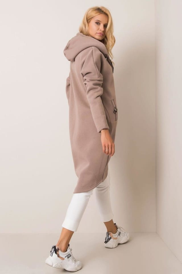 Love Lace Love Lace Women's Extended Cut Zip Hoodie Sweatshirt Pockets Style 168763 in Taupe - 2