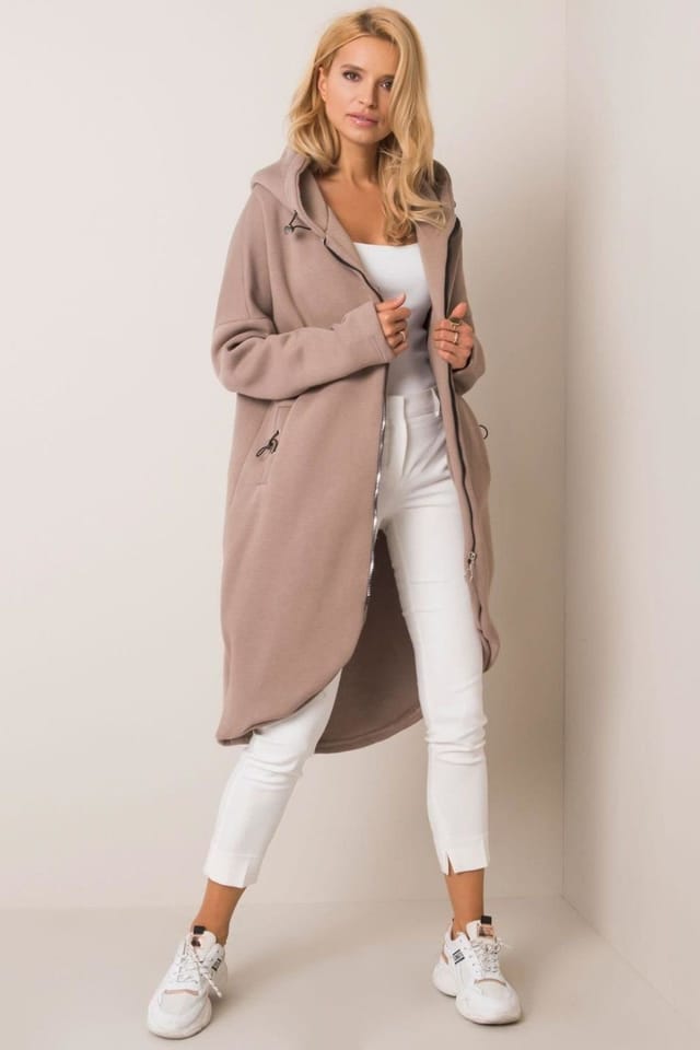 Love Lace Love Lace Women's Extended Cut Zip Hoodie Sweatshirt Pockets Style 168763 in Taupe - 3