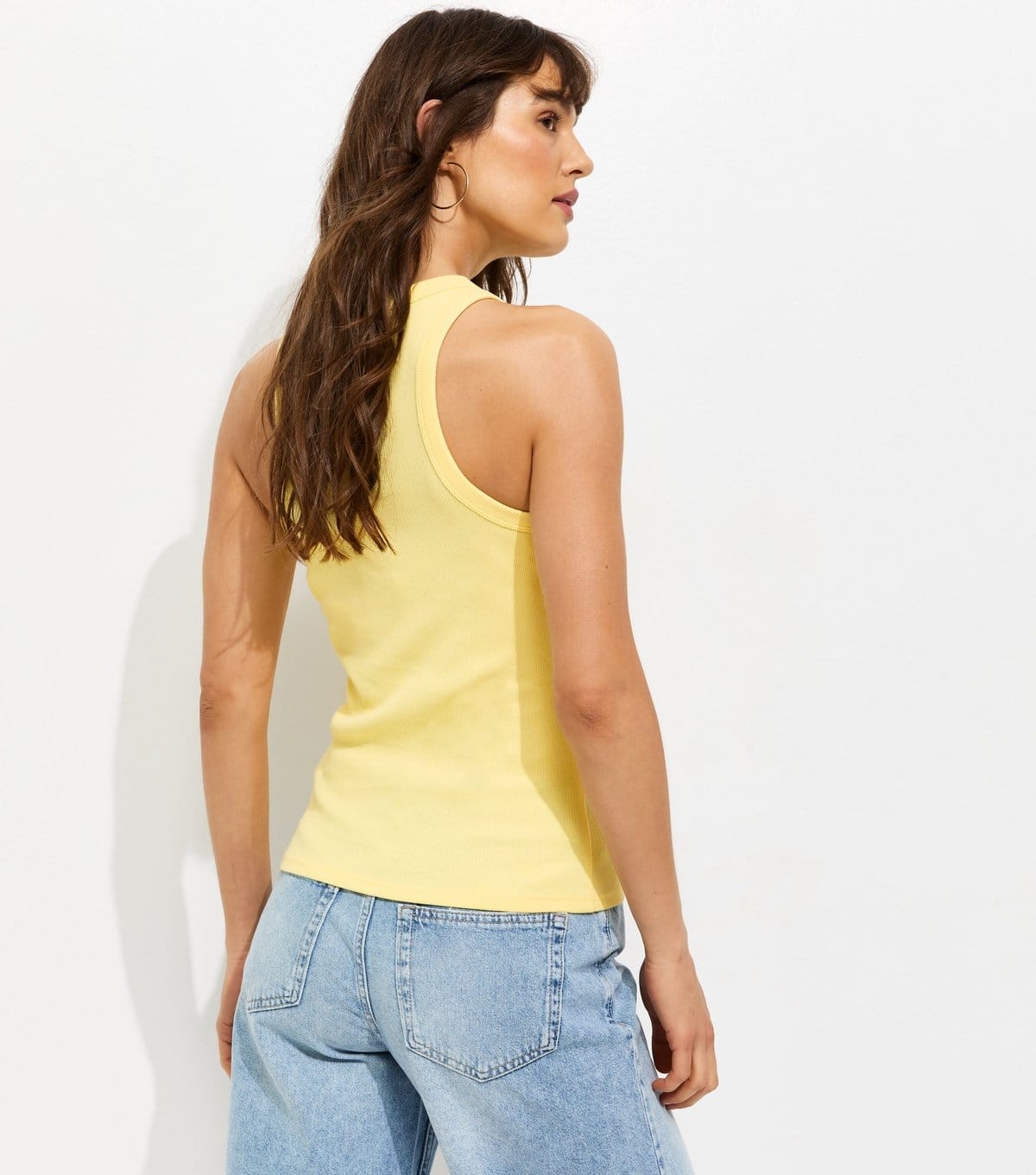 New Look Women's Tall Light Yellow Cotton Rich Ribbed Racer Vest New Look - 4
