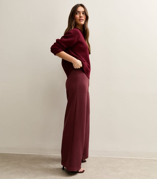 New Look Women's Petite Dark Burgundy Wide Leg Trousers New Look - 2