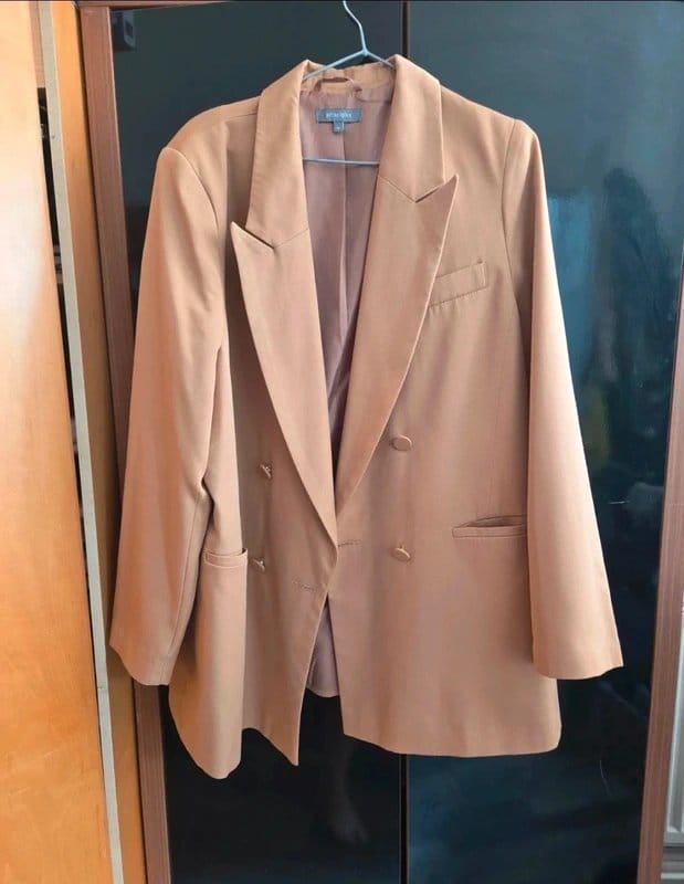 Principles Beige Double-Breasted Blazer - Size 16