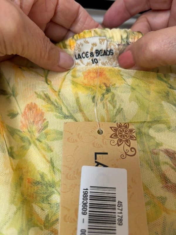 Lace & Beads Lace & Beads Yellow Floral Tulle Maxi Dress - Size 10 - Brand New with Tags