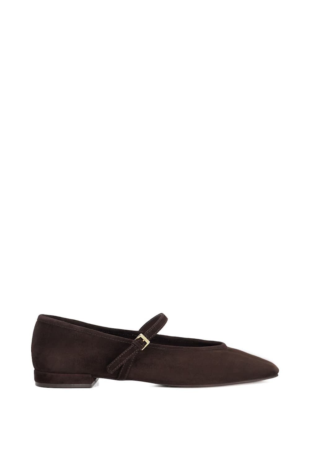 Dune London Dune London Women's Wide Fit 'Hearthrob' Suede Ballet Pumps in Brown
