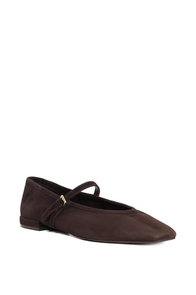 Dune London Dune London Women's Wide Fit 'Hearthrob' Suede Ballet Pumps in Brown - 2