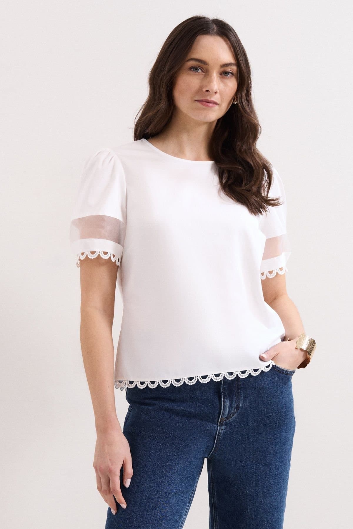 Phase Eight Phase Eight White Lace Detail Top for Women