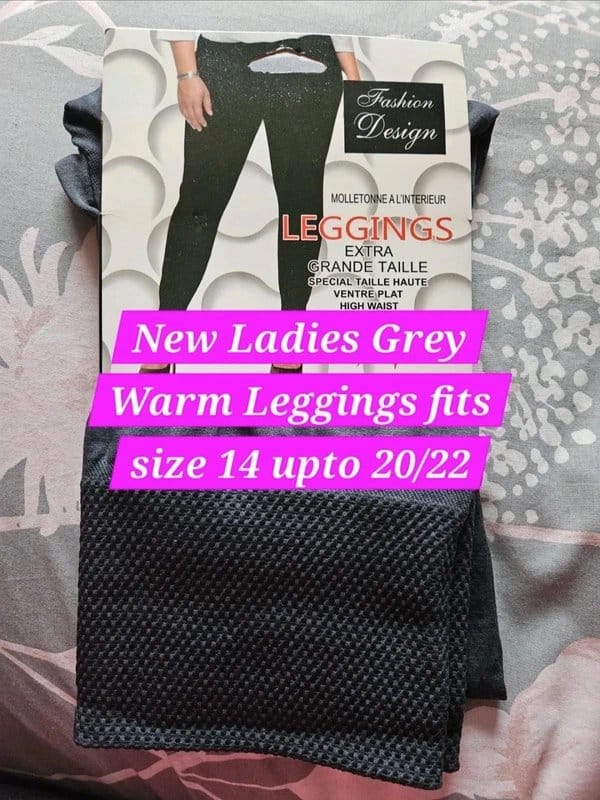 Fashion design Selling new ladies grey high waisted leggings fit from 14 upto 22/24 - 1