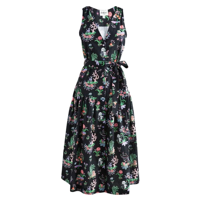 Cath Kidston Cath Kidston Women's Island Print Flowy Sleeveless Midi Dress in Black - 2