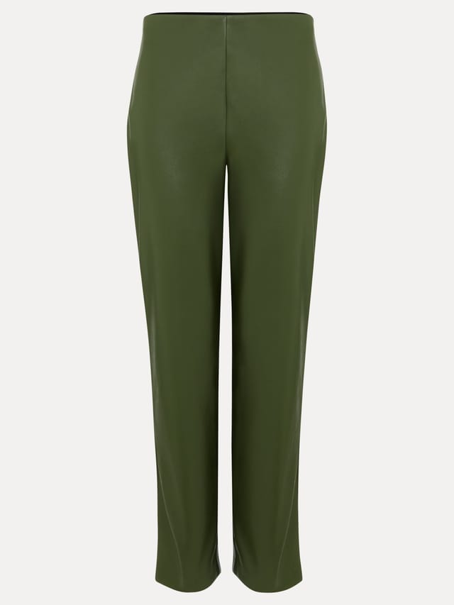 Phase Eight Phase Eight Women's Mya High-Rise Pu Crop Trousers in Dark Olive - 2