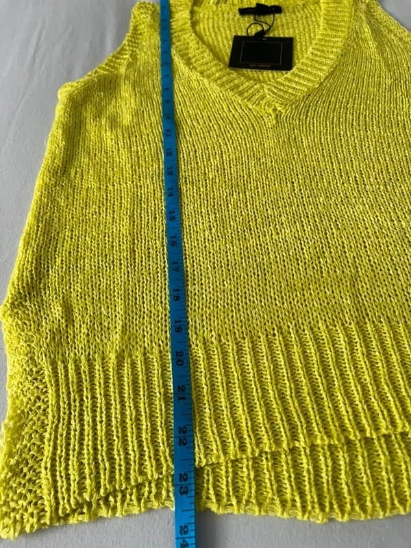 QED London #242 QED London Neon Yellow Knitted Vest | Sleeveless V Neck Jumper | Size S | New With Tags