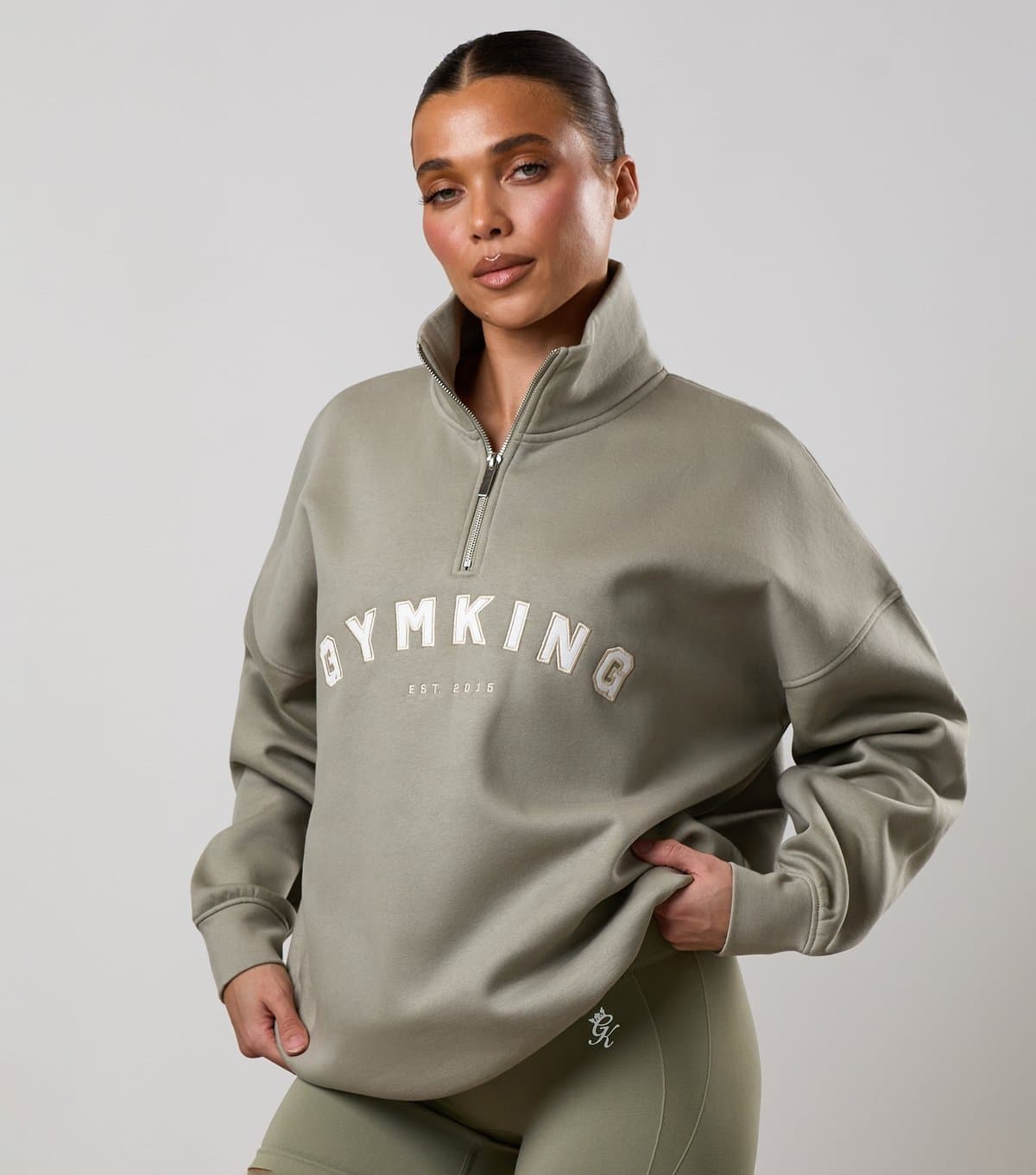 Gym King Women's Light Khaki Shadow Funnel Neck Sweatshirt Gym King New Look