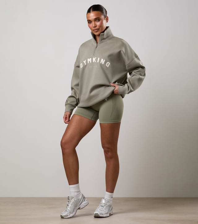 Gym King Women's Light Khaki Shadow Funnel Neck Sweatshirt Gym King New Look - 2