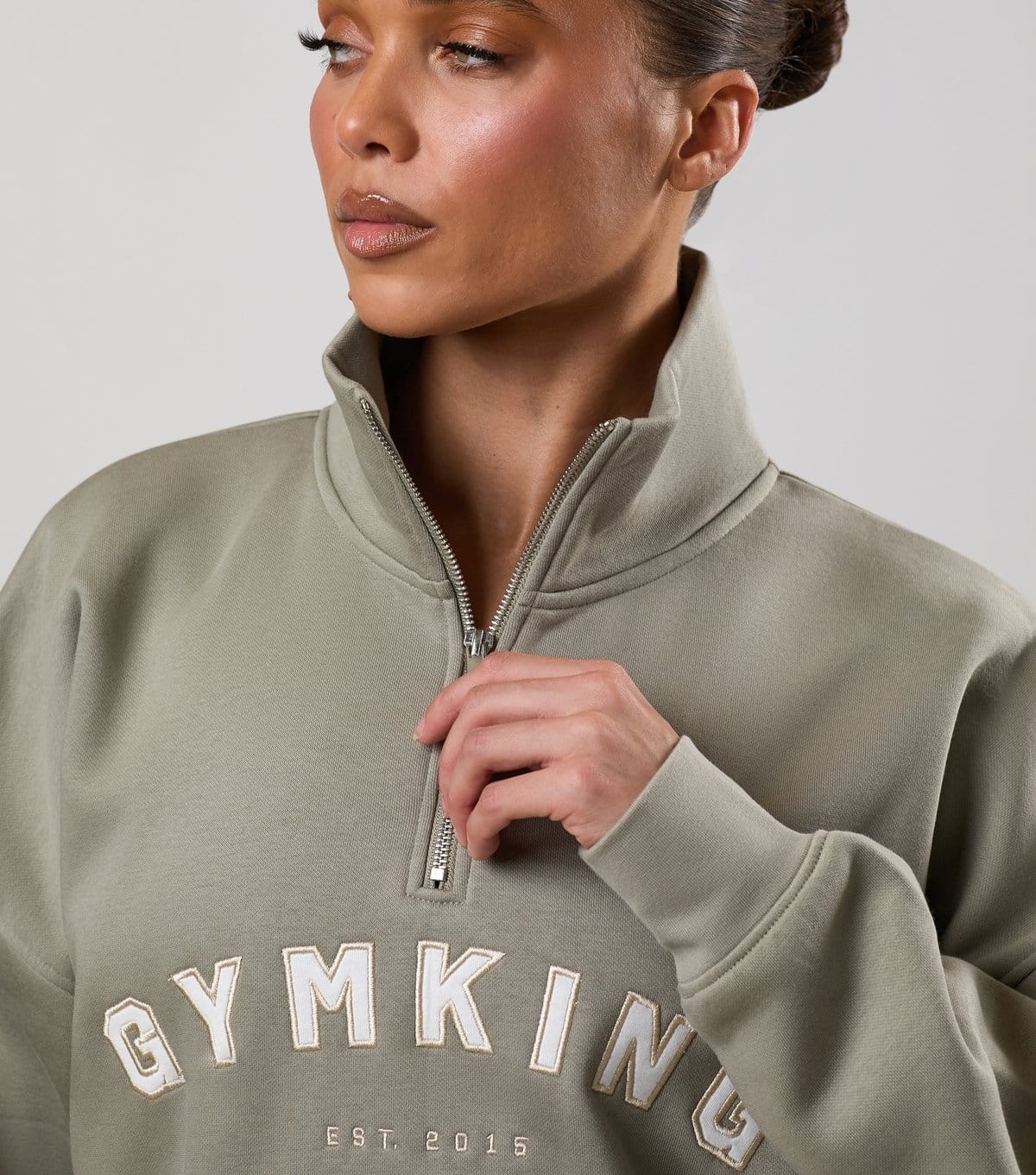 Gym King Women's Light Khaki Shadow Funnel Neck Sweatshirt Gym King New Look - 4