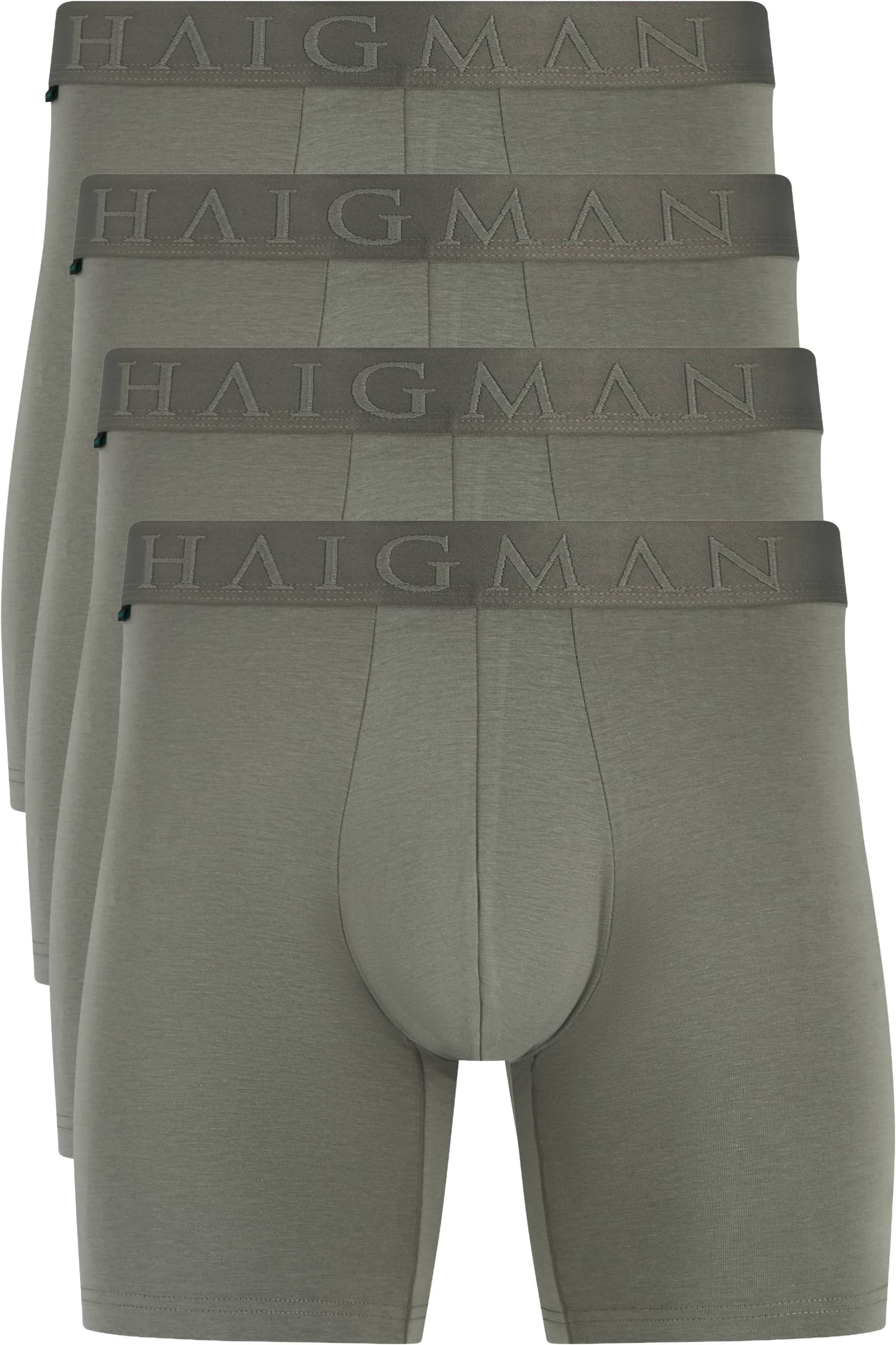 Haigman Haigman Men's Men's 4 Pack Bamboo Cotton Soft Stretch Longer Boxer Trunks in Green