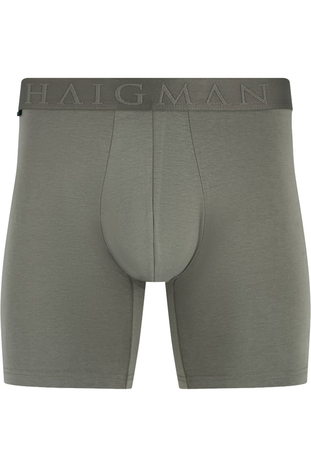 Haigman Haigman Men's Men's 4 Pack Bamboo Cotton Soft Stretch Longer Boxer Trunks in Green - 2