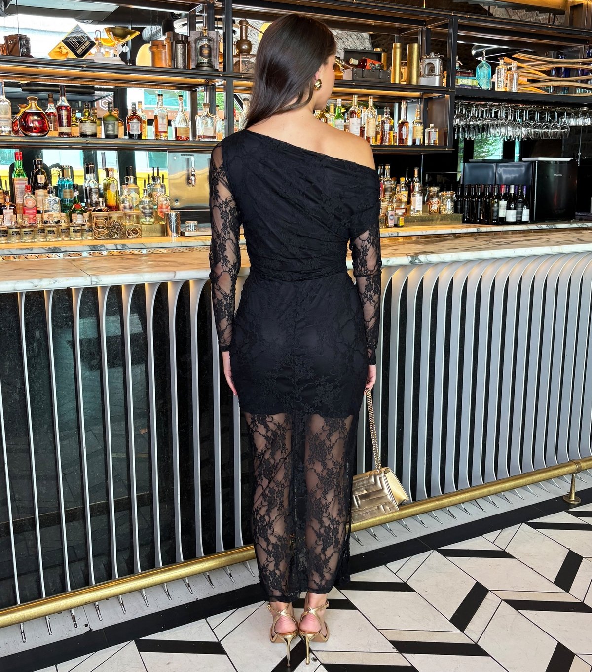 AX Paris Women's Black Asymmetric Neck Lace Midi Dress AX Paris New Look - 3