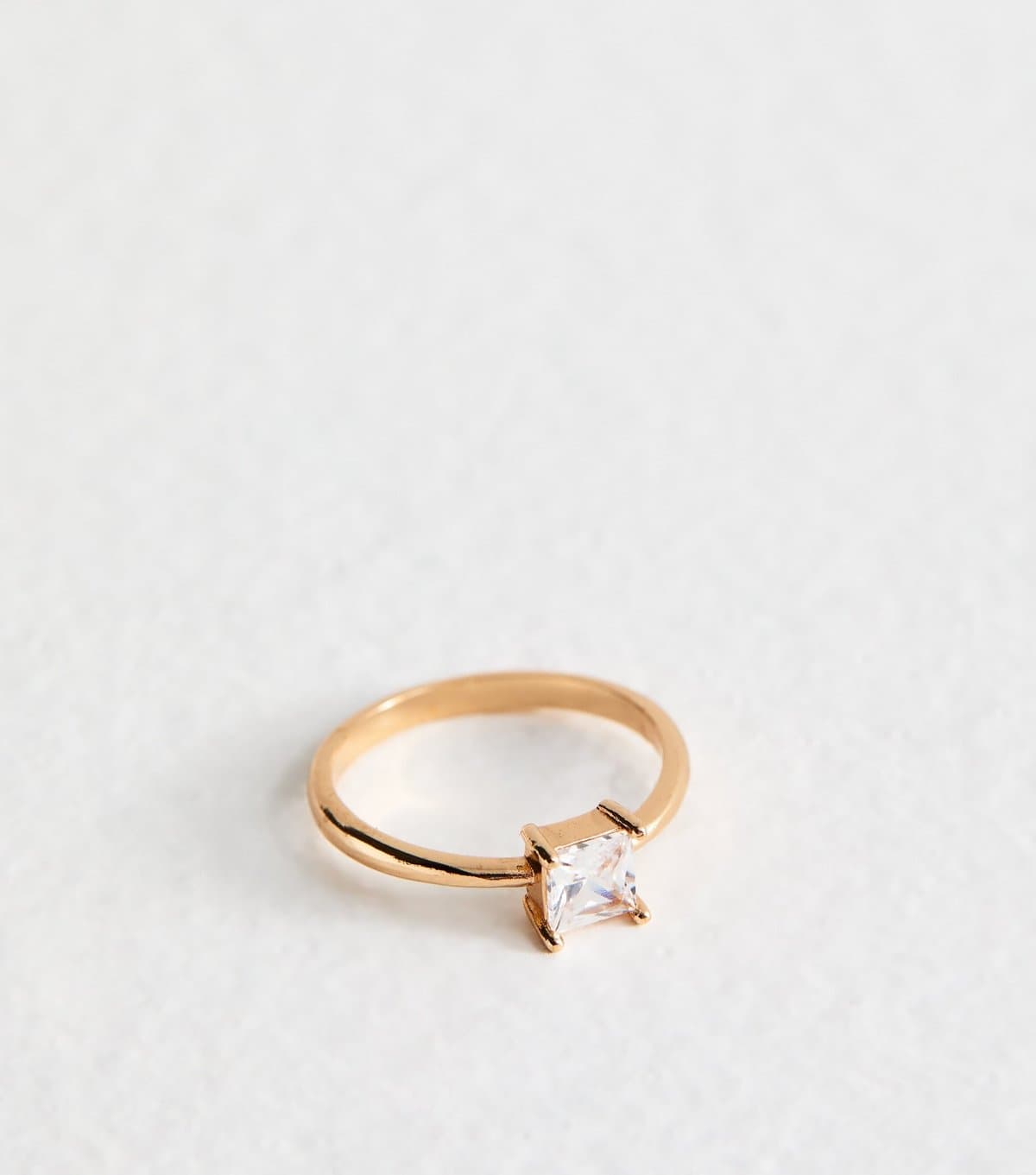 New Look Gold Tone Square Cubic Zirconia Ring New Look