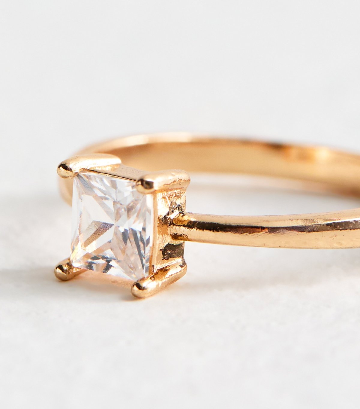 New Look Gold Tone Square Cubic Zirconia Ring New Look - 2