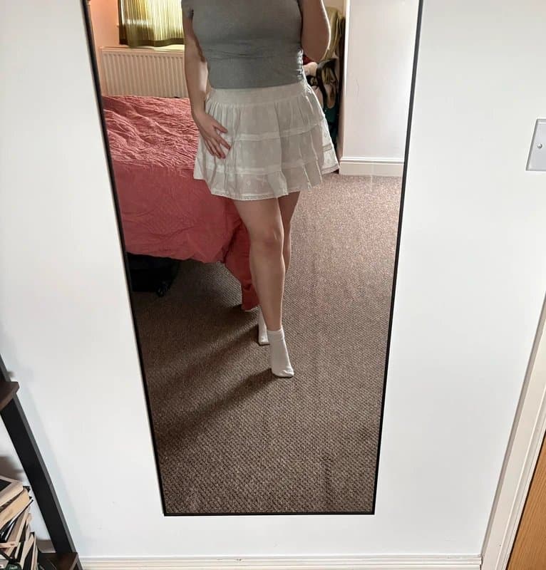 Bershka Bershka embroidered tiered white mini skirt