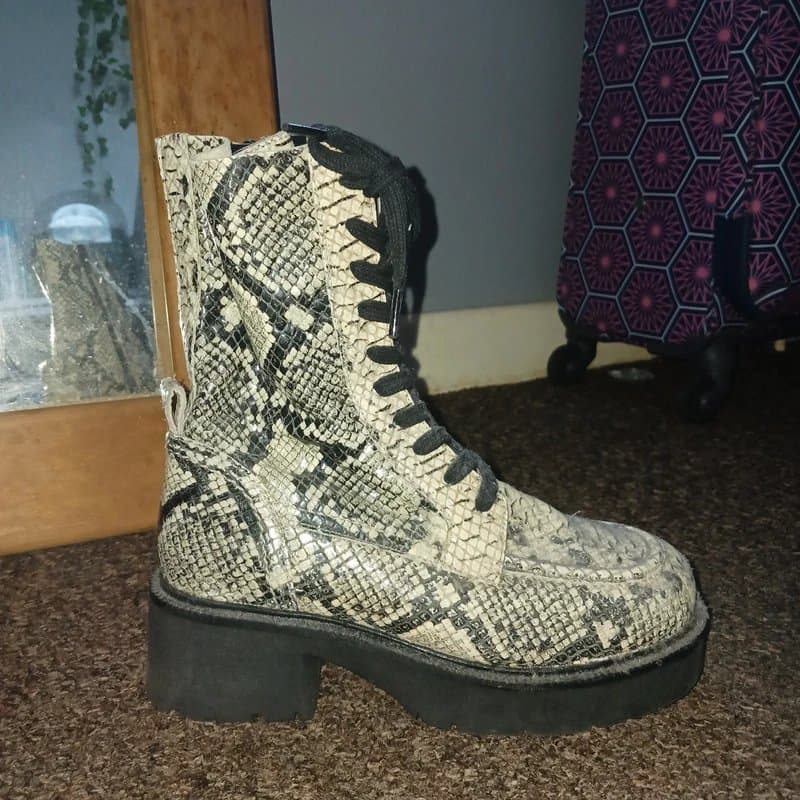 ASOS ASOS leather chunky lace up boots in snake