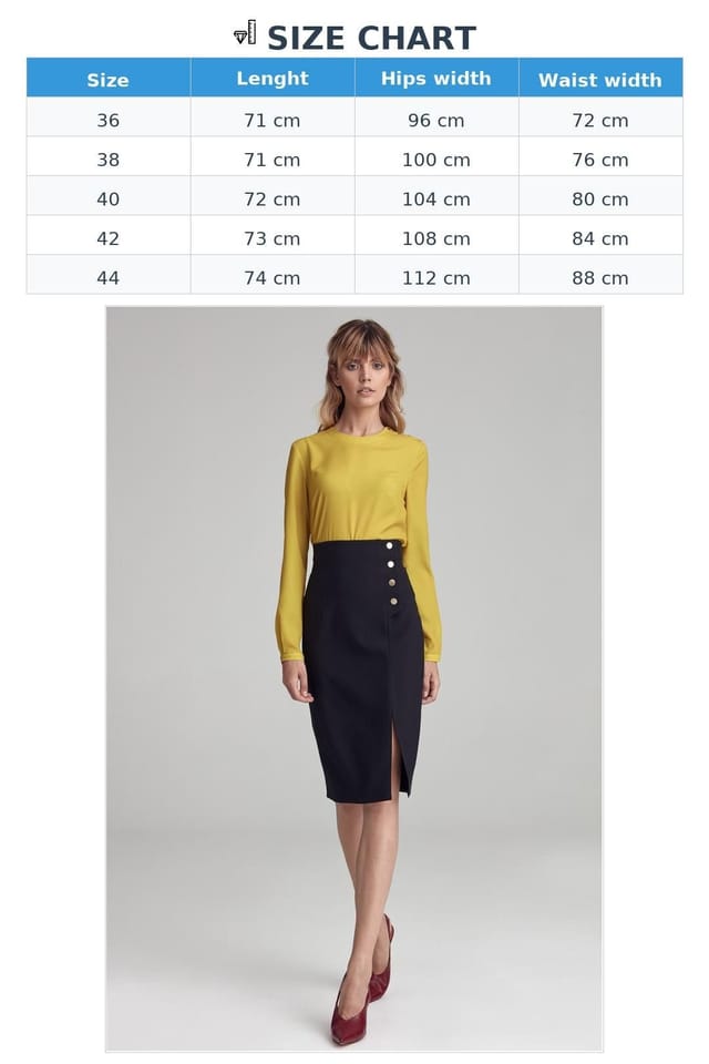 Love Lace Love Lace Women's Office Pencil Knee Length Skirt with Gold Snaps in Black - 3