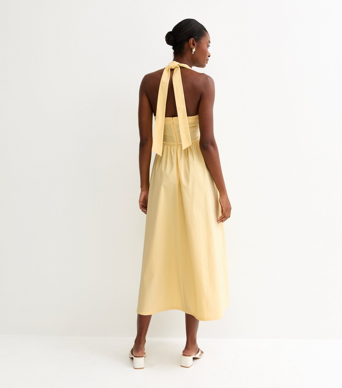 New Look Women's Light Yellow Embroidered Halter Midi Dress New Look - 4