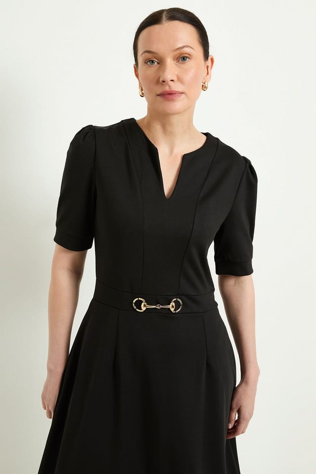 Wallis Wallis Women's Ponte Snaffle Trim Midi Dress in Black - 2