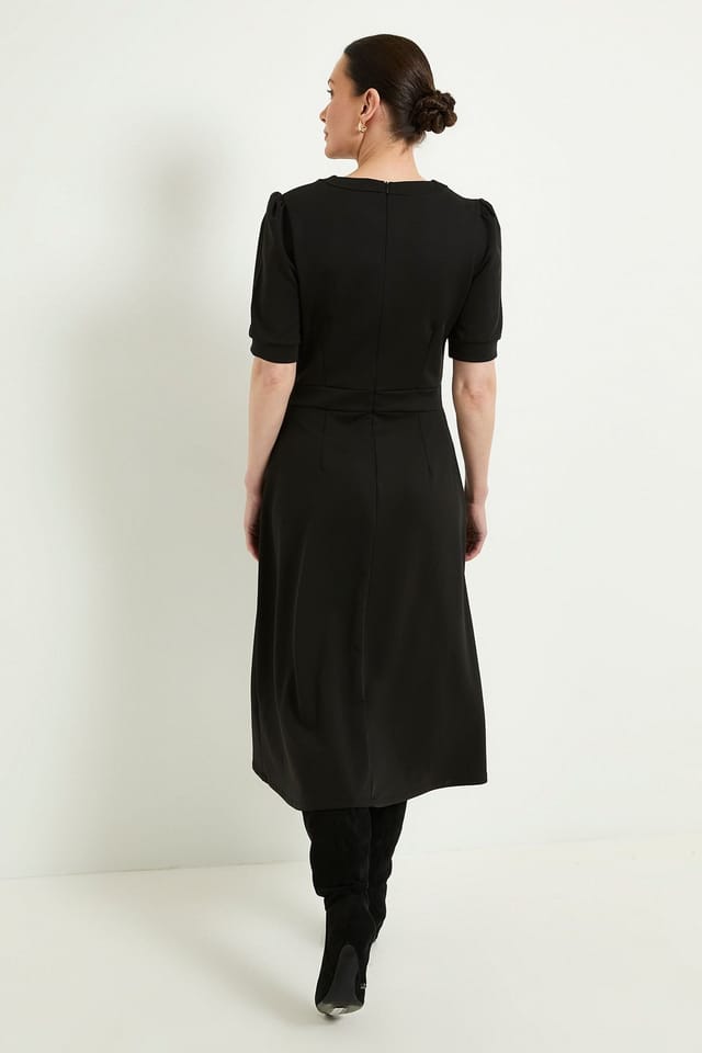 Wallis Wallis Women's Ponte Snaffle Trim Midi Dress in Black - 3