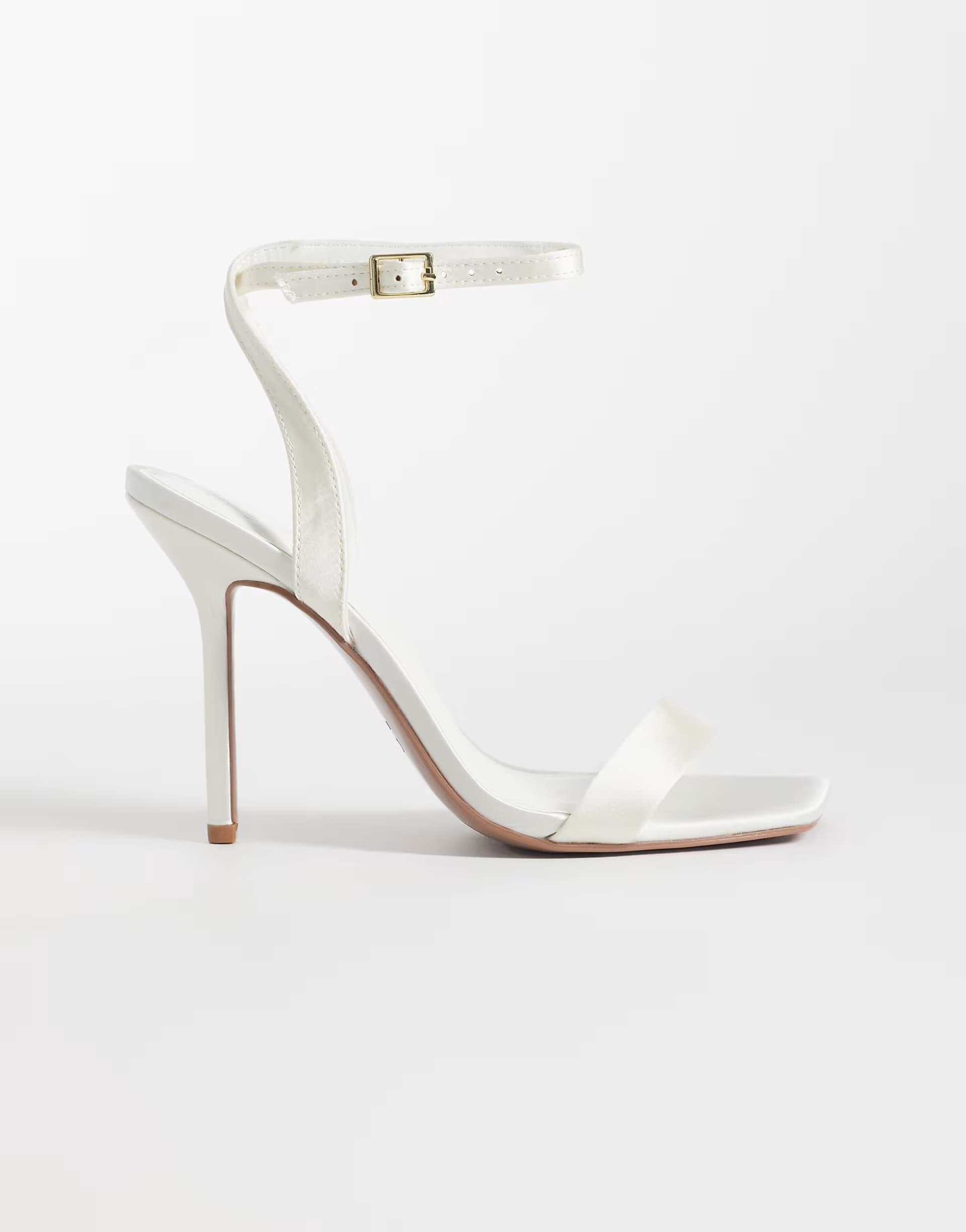 ASOS ASOS DESIGN Nali barely there heeled sandals in ivory satin