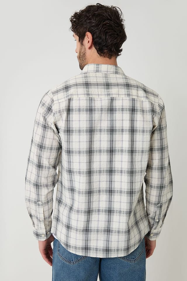 Threadbare Threadbare Men's Check Cotton Long Sleeve Shirt in Stone - 2