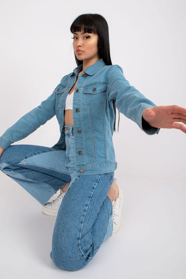Love Lace Love Lace Women's Classic Light Blue Denim Jacket Stretch Cotton - 2