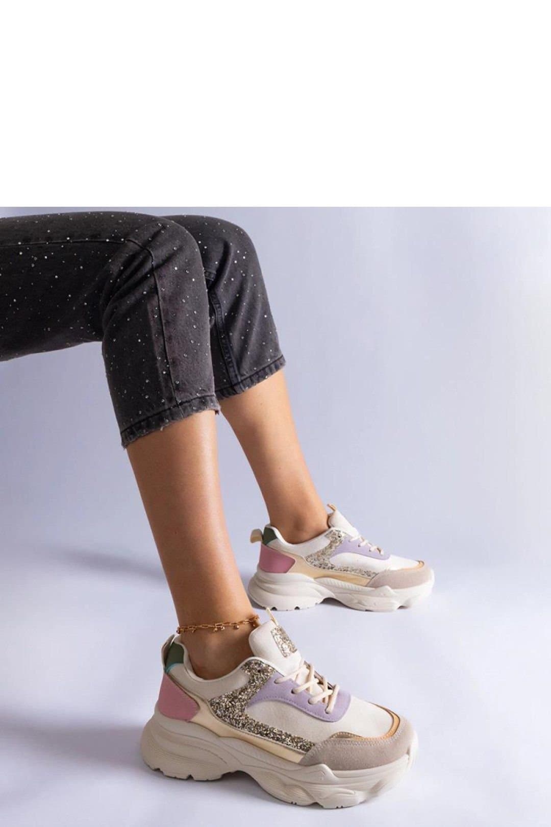Love Lace Love Lace Women's Sport Shoes with Glitter Inserts & White Sole