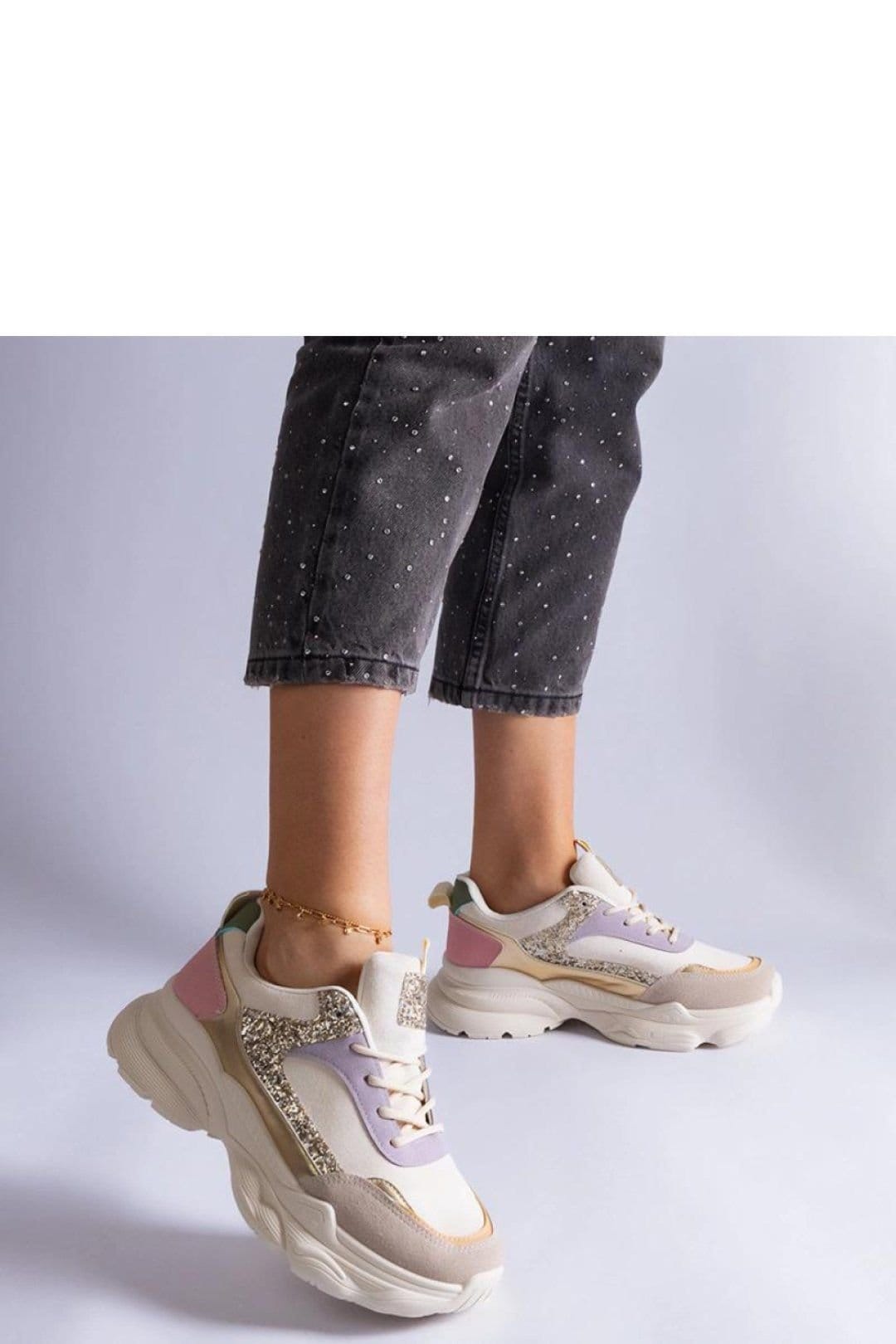 Love Lace Love Lace Women's Sport Shoes with Glitter Inserts & White Sole - 4