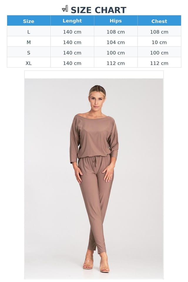 Love Lace Love Lace Women's Loose Tapered Leg Jumpsuit with Boat Neck in Beige - 3