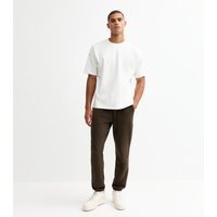 New Look Men's Dark Brown Regular Fit Jersey Joggers New Look - 1