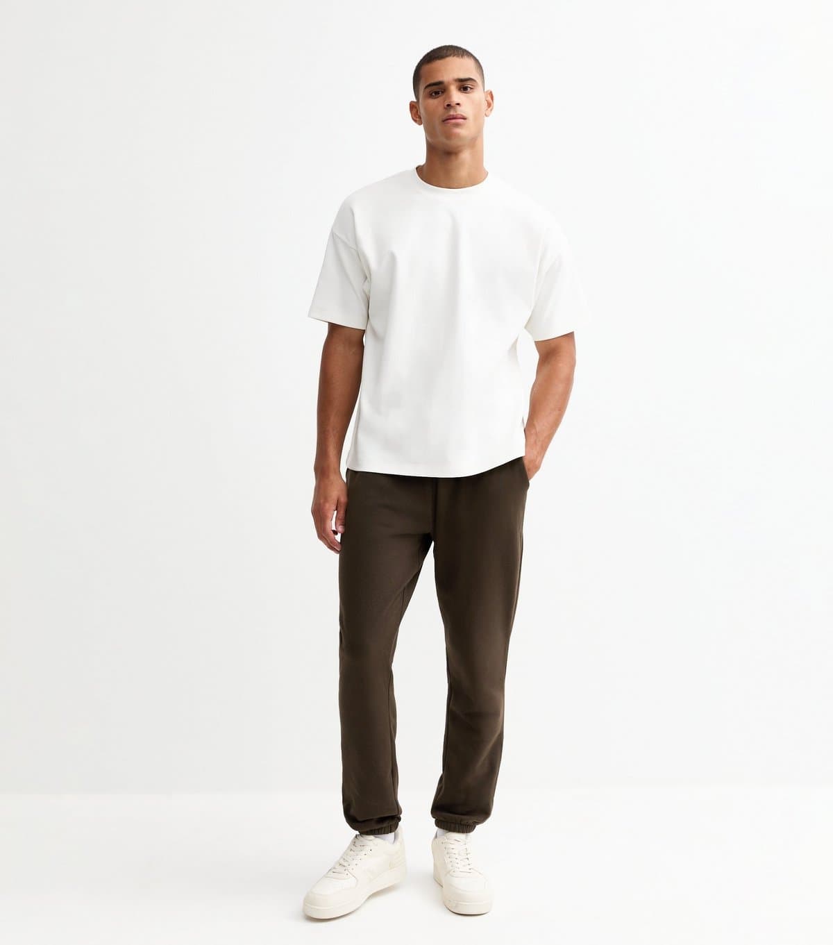 New Look Men's Dark Brown Regular Fit Jersey Joggers New Look
