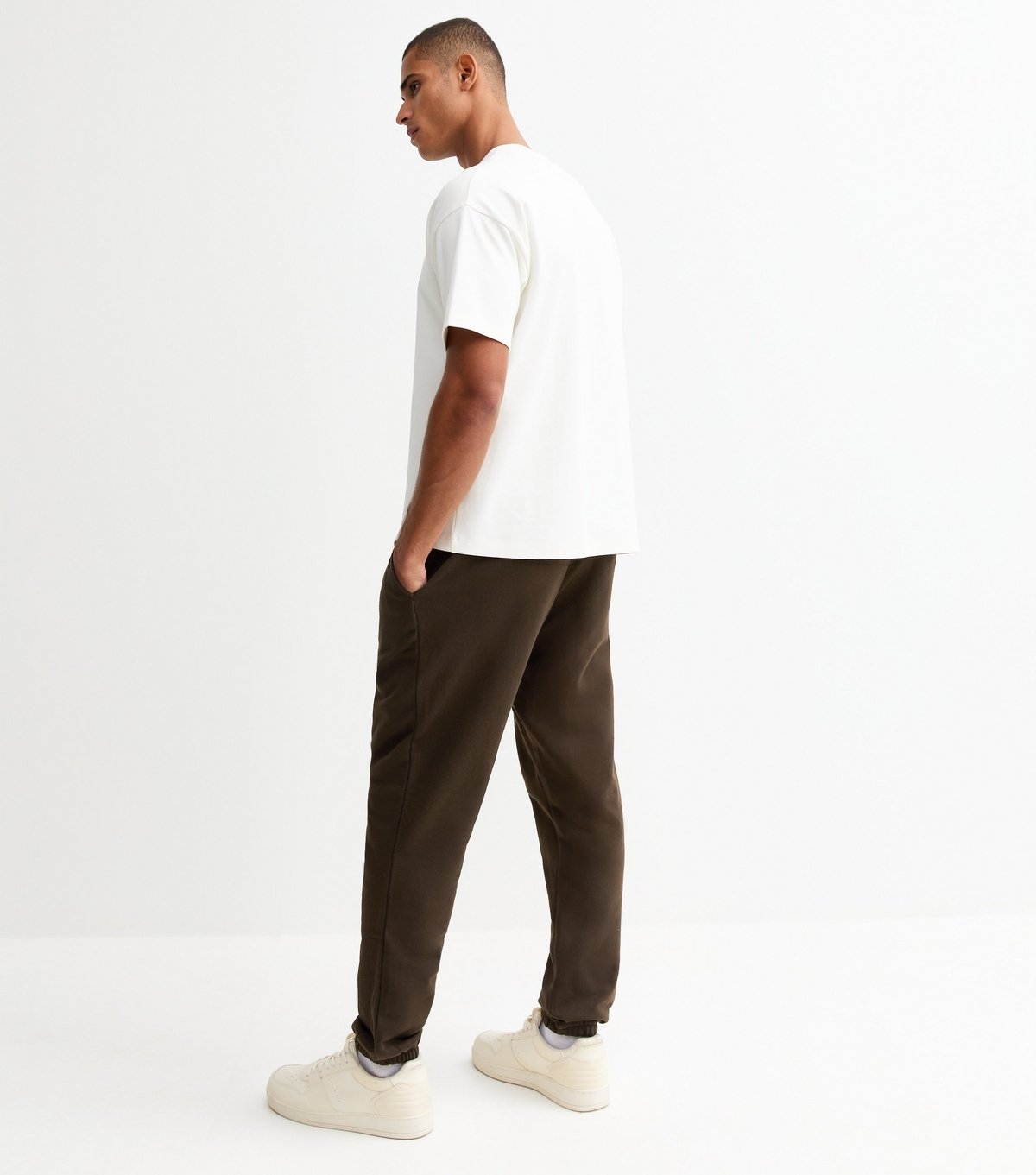 New Look Men's Dark Brown Regular Fit Jersey Joggers New Look - 4