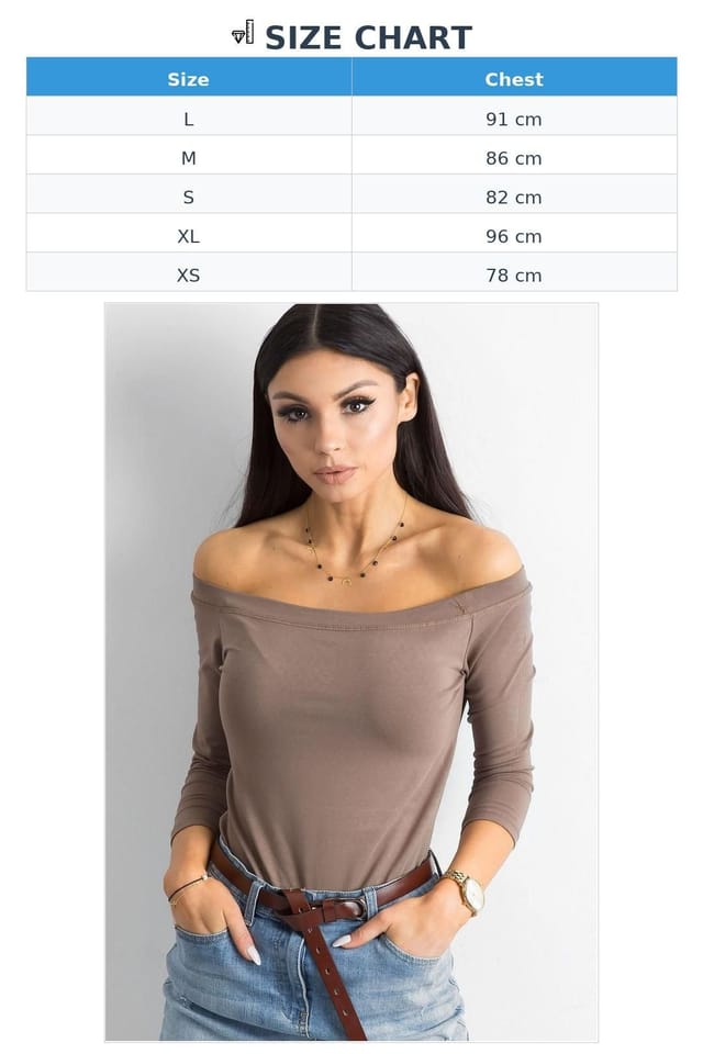 Love Lace Love Lace Women's Spanish Straight Cut Blouse 3/4 Sleeve in Brown - 3