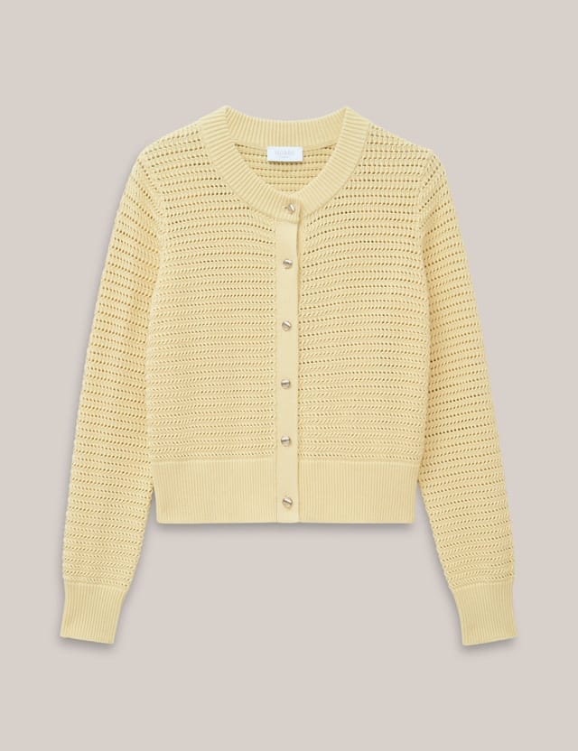 Hobbs London Hobbs London Women's Felicity Regular-Fit Cotton Cardigan in Lemon - 2