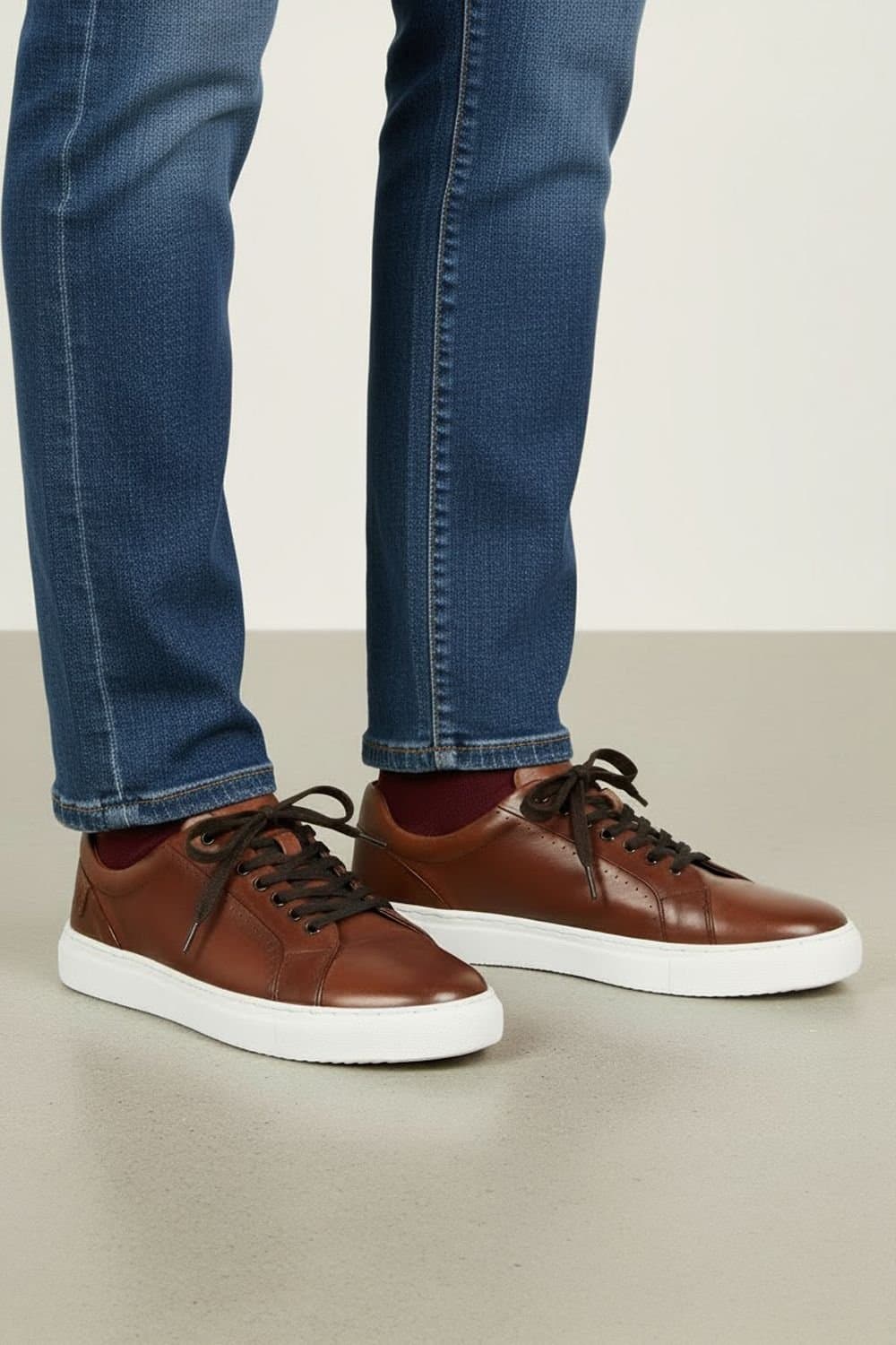 Amen Shoes Amen Shoes Men's Cavan Leather Cup Sole Trainers in Brown