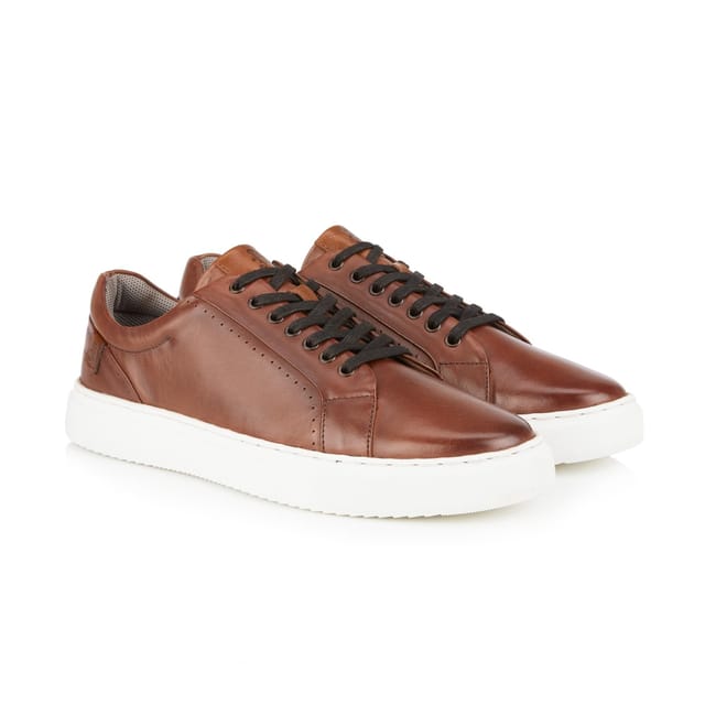 Amen Shoes Amen Shoes Men's Cavan Leather Cup Sole Trainers in Brown - 2