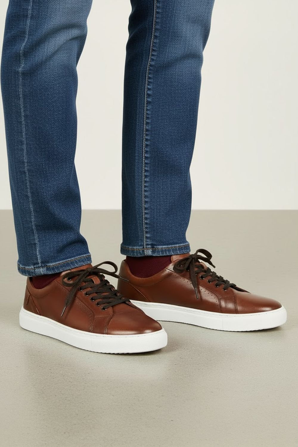 Amen Shoes Amen Shoes Men's Cavan Leather Cup Sole Trainers in Brown - 3