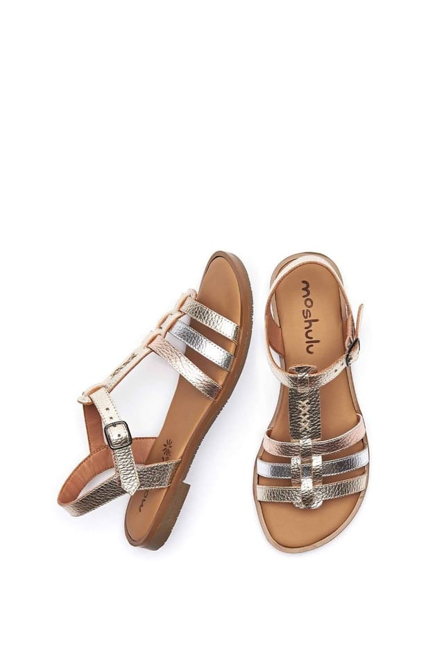 Moshulu Moshulu Women's 'Saltern' Strappy leather t-bar sandals in Metallics - 2