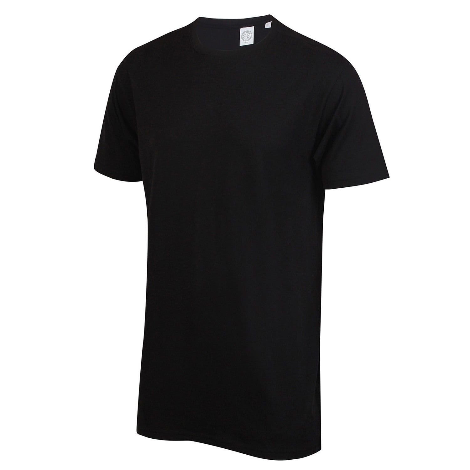 SF Men SF Men Men's Dipped Hem Longline T-Shirt in Black - 4