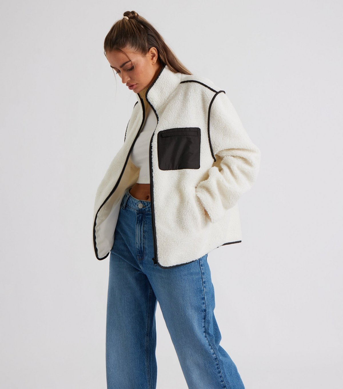 Urban Bliss Women's Cream Fleece Jacket Urban Bliss New Look - 2