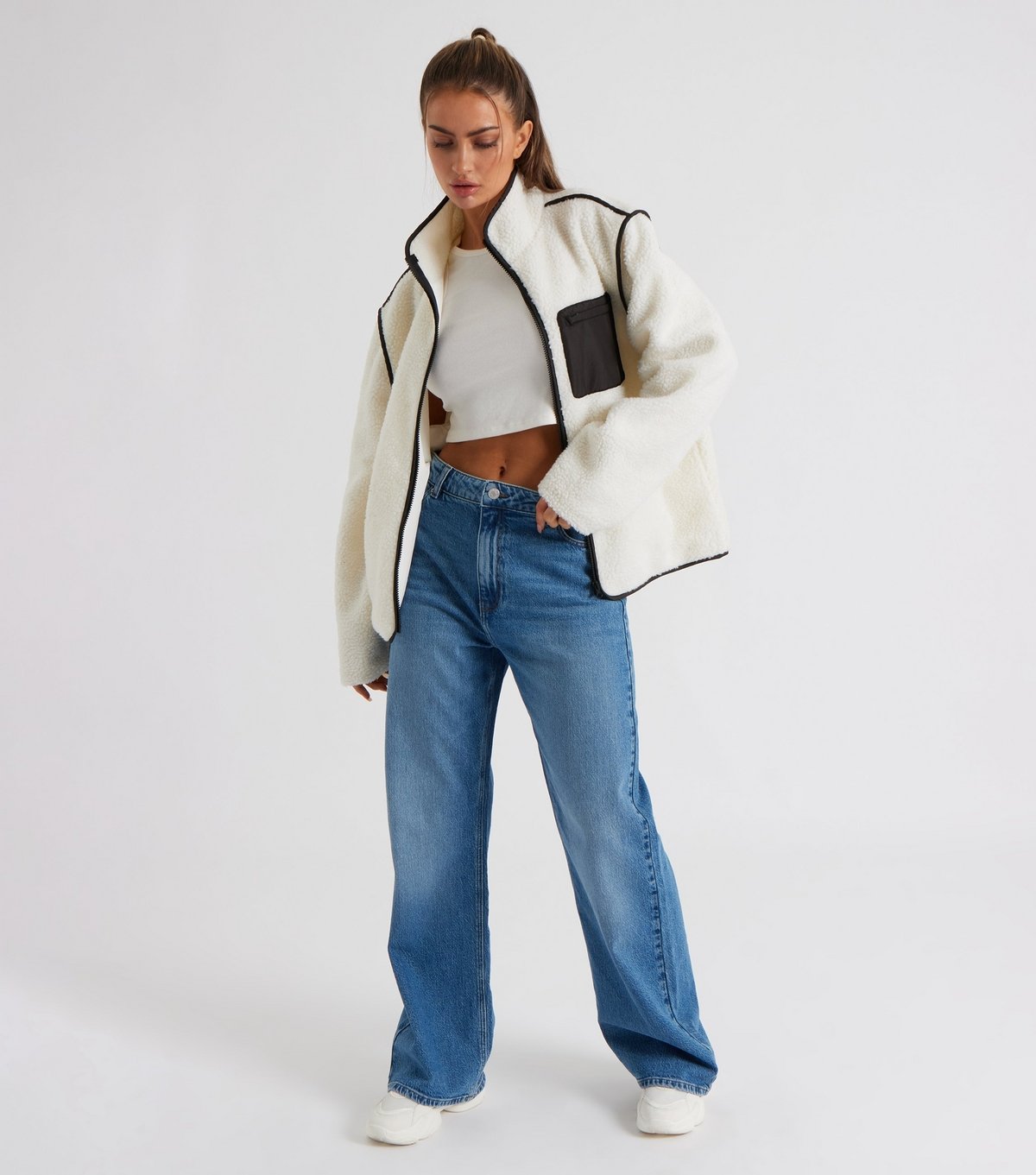 Urban Bliss Women's Cream Fleece Jacket Urban Bliss New Look - 4