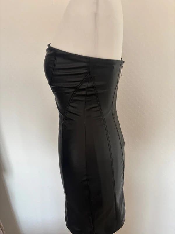 Bershka Black faux leather mini dress