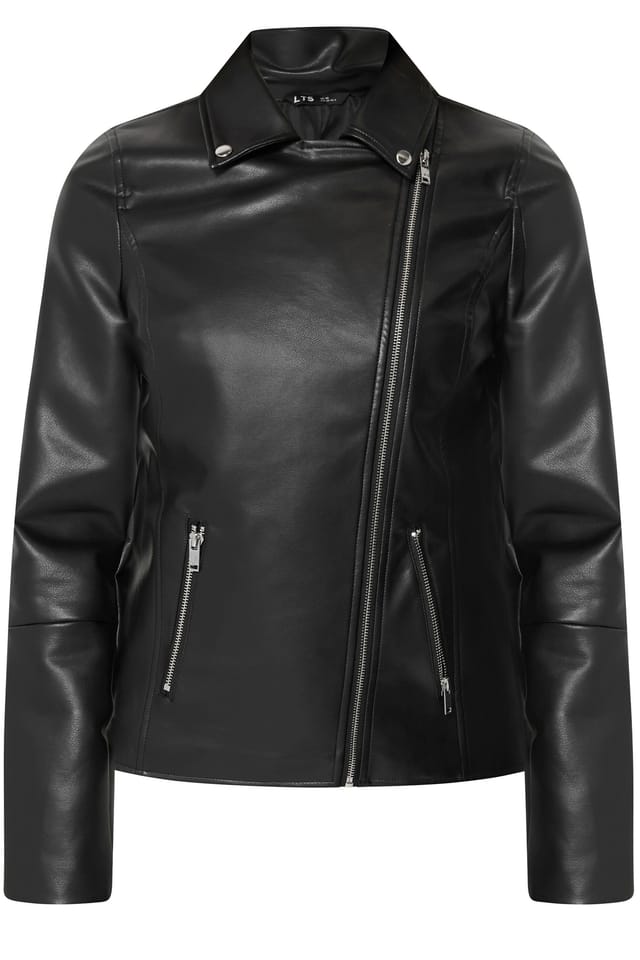 Long Tall Sally Long Tall Sally Women's Tall Faux Leather Biker Jacket in Black - 2