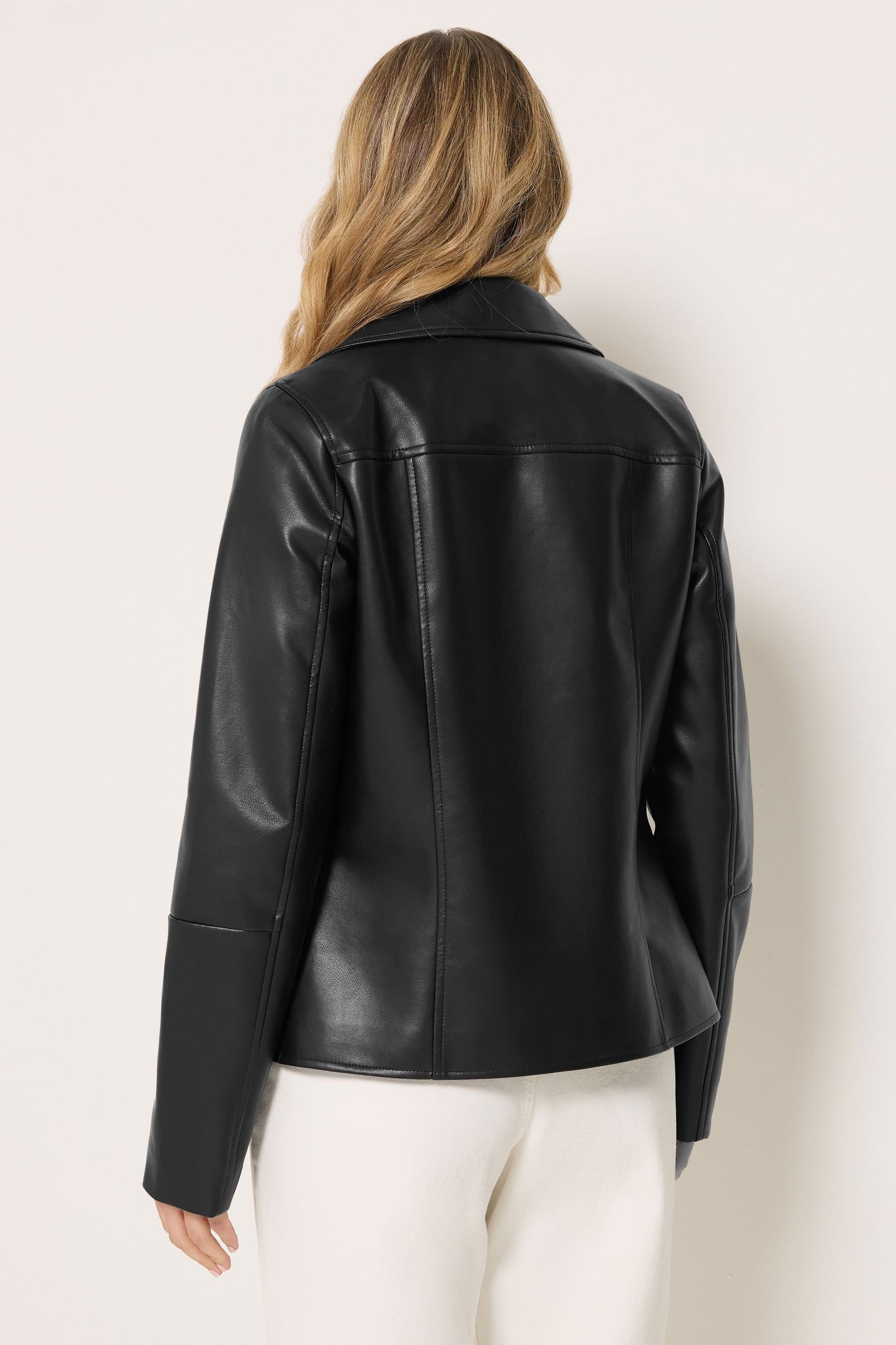 Long Tall Sally Long Tall Sally Women's Tall Faux Leather Biker Jacket in Black - 4