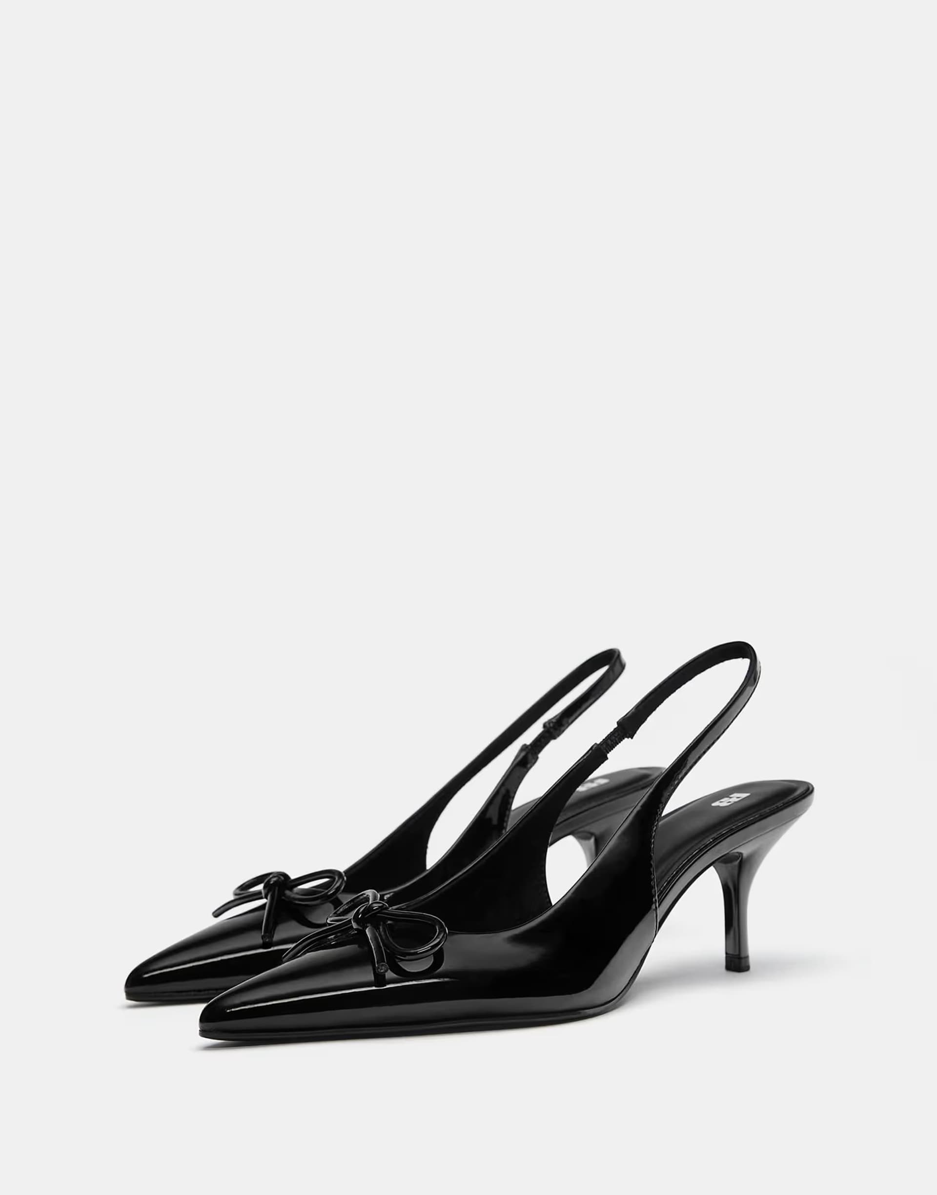 ASOS Pull&Bear Faux patent leather high-heel shoes in black