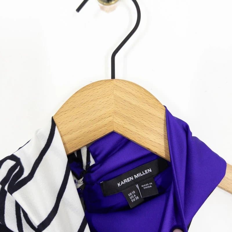 Karen Millen Karen Millen Satin Floral Midi Dress Size 10 Linear Twist Neck RRP £135 Indigo